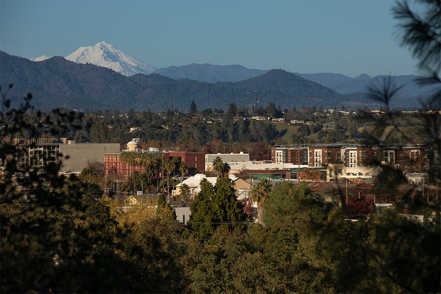 Palo Cedro CA - View of Shasta Mountain from Shasta County and skyline of Redding California